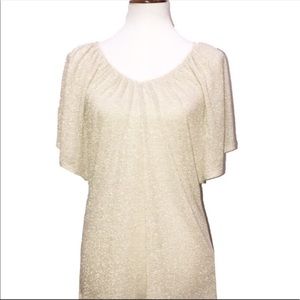 Gold speckled flutter sleeved top